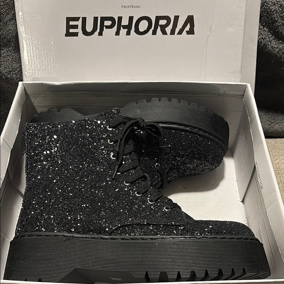 Shoes - Euphoria Black Glitter Boots